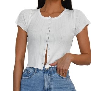Oak + Fort baby tee cropped button up